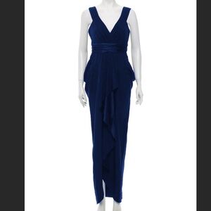 Catherine Malandrino Draped Silk Goddess Gown navy
